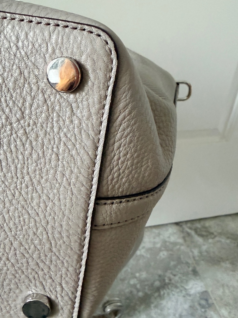 Michael Kors Taupe Pebbled Leather Shoulder Tote - Picture 9 of 13